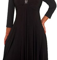 Funfash Plus Size Women Long Sleeves Empire Waist A Line Midi Dress