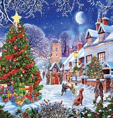 White Mountain Puzzles Village Christmas Tree